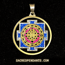 Load image into Gallery viewer, Sri Yantra Mandala - Sacred Geometry Gemstone Pendant