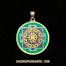 Load image into Gallery viewer, Sri Yantra Mandala - Sacred Geometry Gemstone Pendant