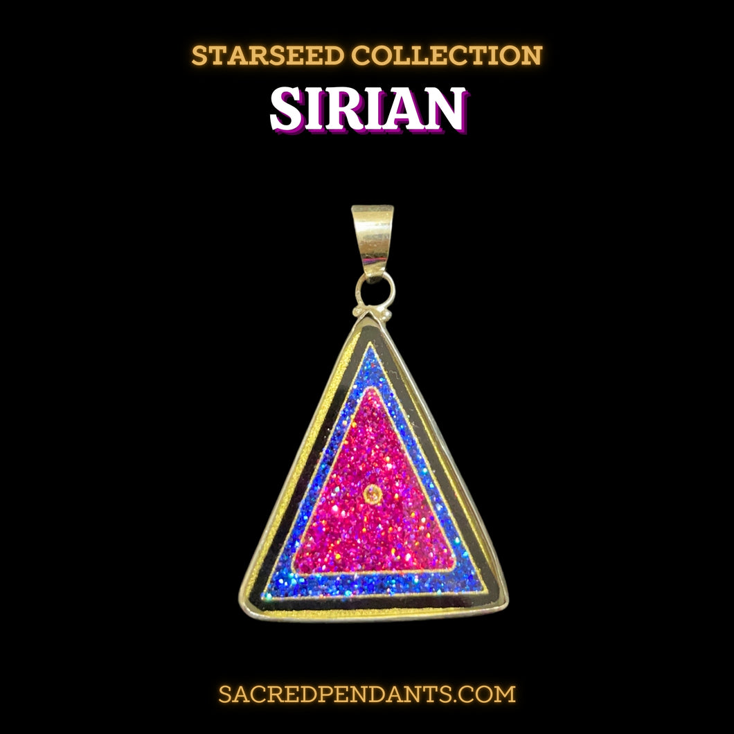 Sirian Sacred Geometry Pendant in sterling silver, galactic necklace for intuition and spiritual insight.