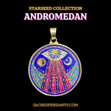 Load image into Gallery viewer, Andromedan Sacred Geometry Pendant in sterling silver, cosmic necklace for spiritual growth and alignment.