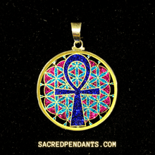 Load image into Gallery viewer, Ankh in Flower of Life - Sacred Geometry Gemstone Pendant