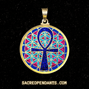 Ankh in Flower of Life - Sacred Geometry Gemstone Pendant