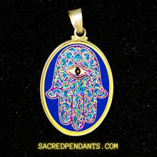 Load image into Gallery viewer, hamsa sacred geometry sterling silver pendant