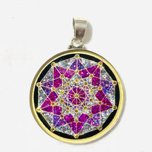 Load image into Gallery viewer, silver pendant sacred geometry art silver pendant necklace sterling silver pendants custom silver pendant 925 sterling silver pendants Handmade jewelry black tourmaline jewelry lapis lazuli necklace lapis lazuli jewelry malachite necklace malachite jewelry turquoise necklace turquoise pendant pendants for chains Sacred Geometry Gemstone Pendant Sterling Silver Crystals EMF protection