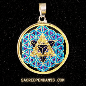MerKaBa in Flower of Life - Sacred Geometry Gemstone Pendant