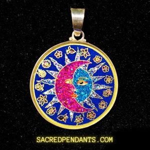 sun moon sacred geometry sterling silver pendant