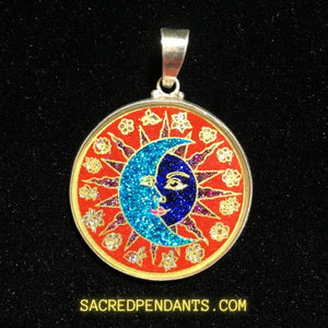 sun moon sacred geometry sterling silver pendant
