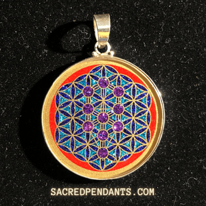 Tree of Life within the Flower of Life Sacred Geometry Gemstone Pendant