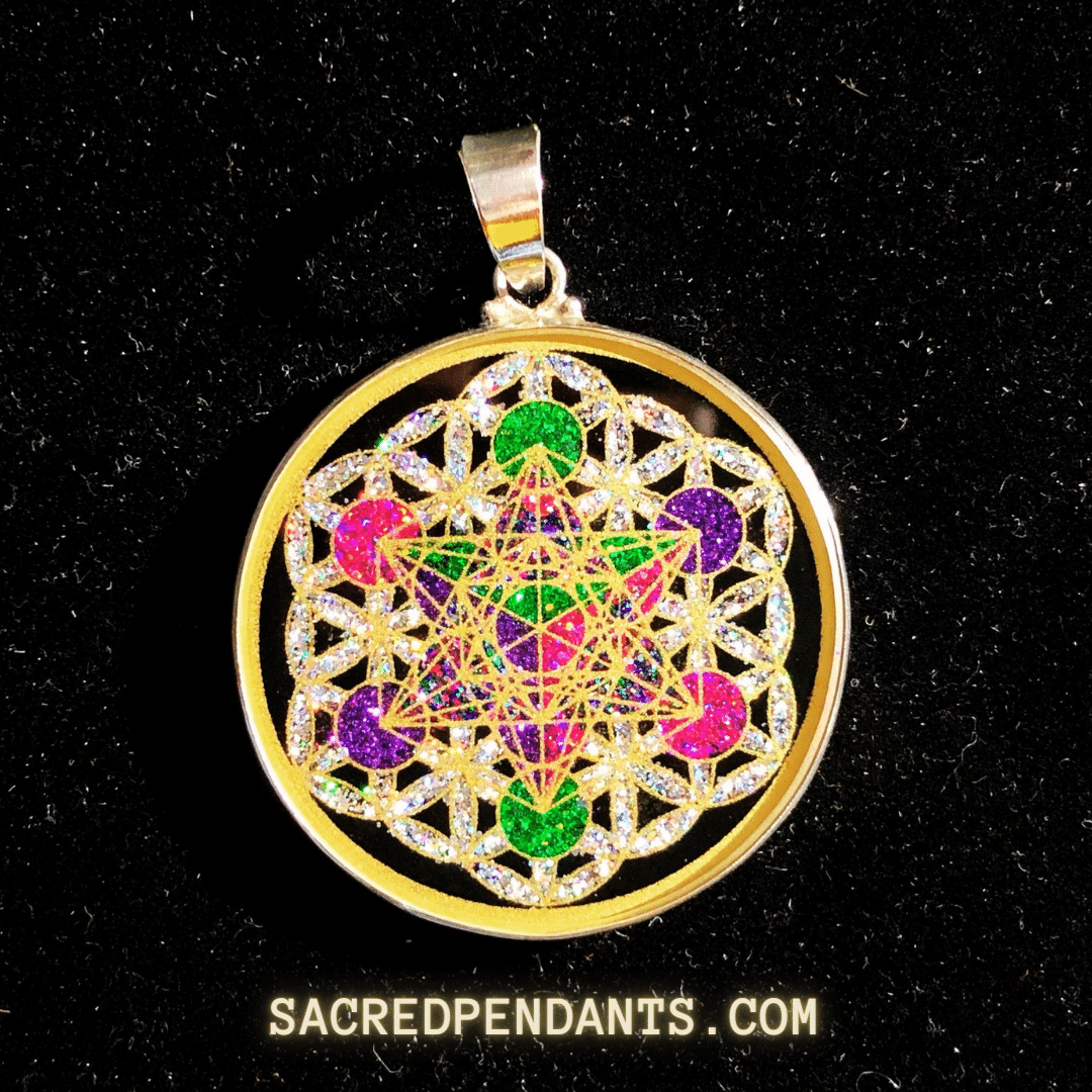Metatron's Cube in Flower of Life -Sacred Geometry Gemstone Pendant ...
