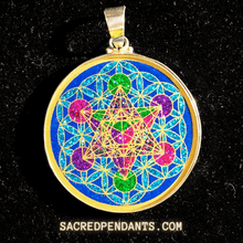 Load image into Gallery viewer, Metatron&#39;s Cube in Flower of Life -Sacred Geometry Gemstone Pendant